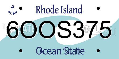 6OOS375 Rhode Island License Plate