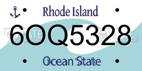 6OQ5328 Rhode Island License Plate
