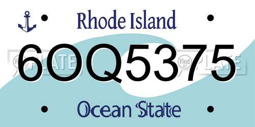 6OQ5375 Rhode Island License Plate