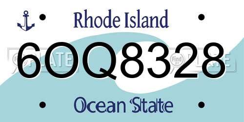 6OQ8328 Rhode Island License Plate