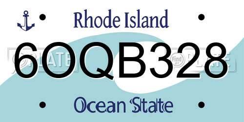 6OQB328 Rhode Island License Plate
