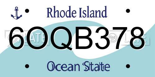 6OQB378 Rhode Island License Plate