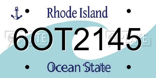 6OT2145 Rhode Island License Plate