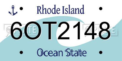 6OT2148 Rhode Island License Plate