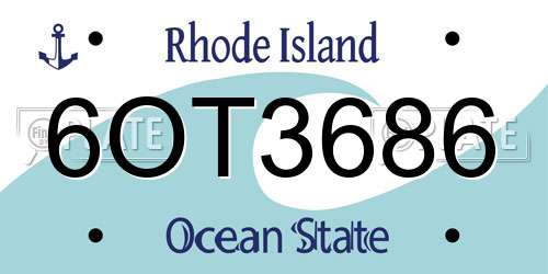 6OT3686 Rhode Island License Plate