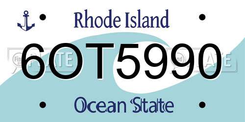 6OT5990 Rhode Island License Plate