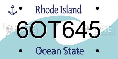 6OT645 Rhode Island License Plate