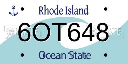 6OT648 Rhode Island License Plate