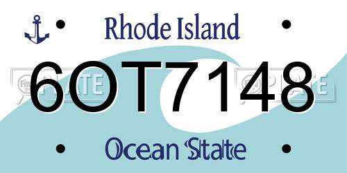 6OT7148 Rhode Island License Plate