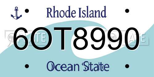 6OT8990 Rhode Island License Plate