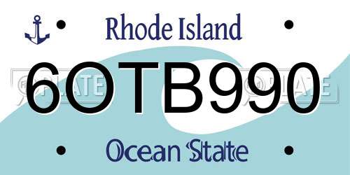 6OTB990 Rhode Island License Plate