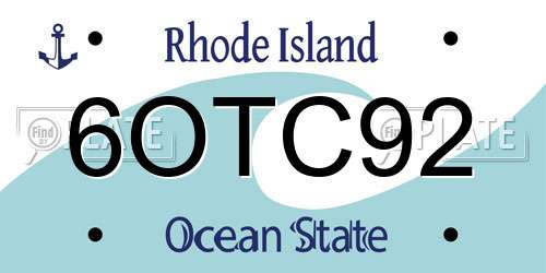 6OTC92 Rhode Island License Plate