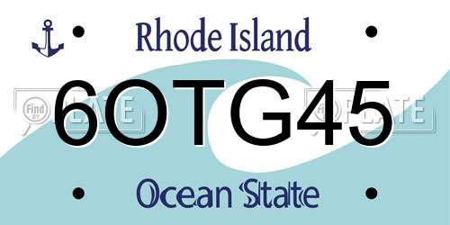 6OTG45 Rhode Island License Plate