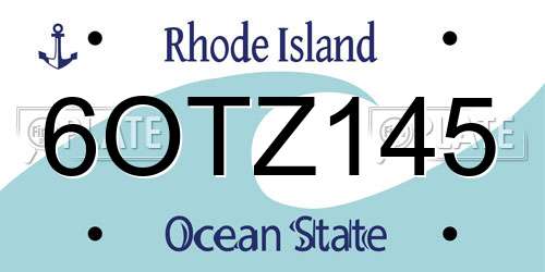 6OTZ145 Rhode Island License Plate