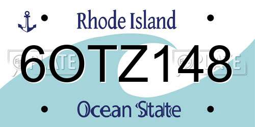 6OTZ148 Rhode Island License Plate