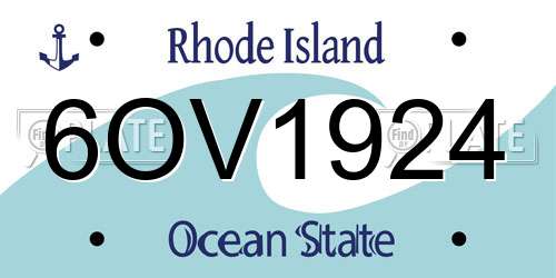 6OV1924 Rhode Island License Plate