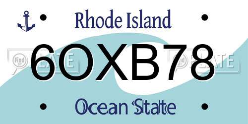 6OXB78 Rhode Island License Plate
