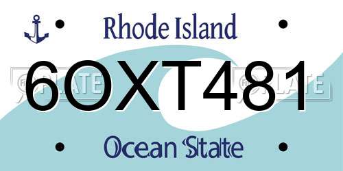 6OXT481 Rhode Island License Plate
