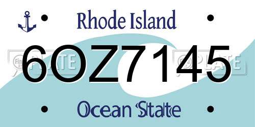 6OZ7145 Rhode Island License Plate