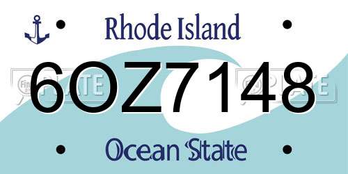 6OZ7148 Rhode Island License Plate