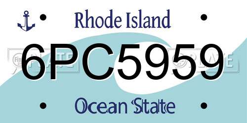 6PC5959 Rhode Island License Plate