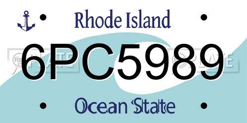 6PC5989 Rhode Island License Plate