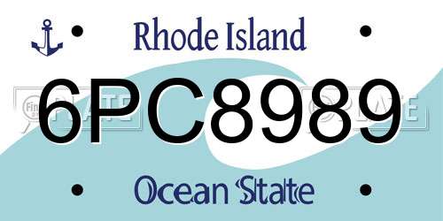 6PC8989 Rhode Island License Plate
