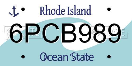 6PCB989 Rhode Island License Plate