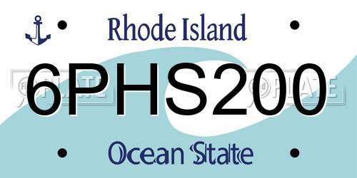 6PHS200 Rhode Island License Plate