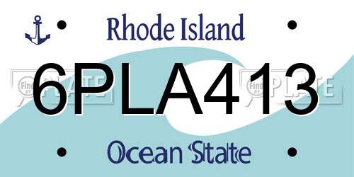 6PLA413 Rhode Island License Plate