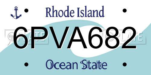 6PVA682 Rhode Island License Plate