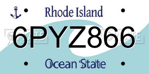 6PYZ866 Rhode Island License Plate