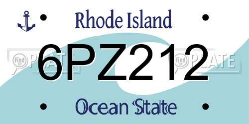 6PZ212 Rhode Island License Plate