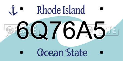 6Q76A5 Rhode Island License Plate