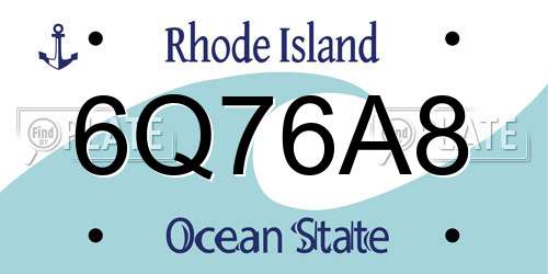 6Q76A8 Rhode Island License Plate