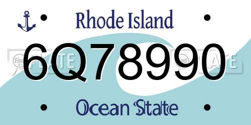6Q78990 Rhode Island License Plate