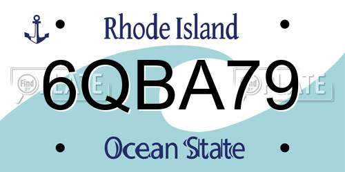 6QBA79 Rhode Island License Plate