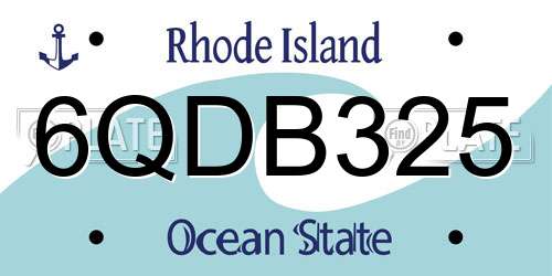 6QDB325 Rhode Island License Plate
