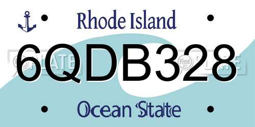6QDB328 Rhode Island License Plate