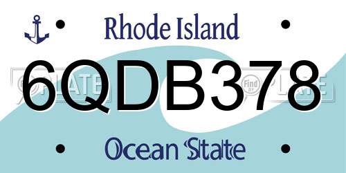 6QDB378 Rhode Island License Plate
