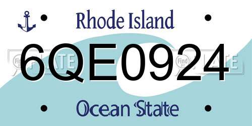 6QE0924 Rhode Island License Plate