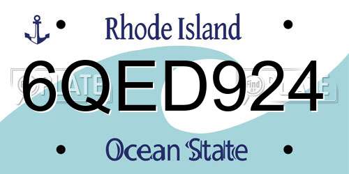 6QED924 Rhode Island License Plate