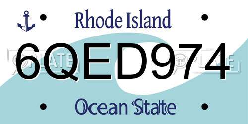 6QED974 Rhode Island License Plate