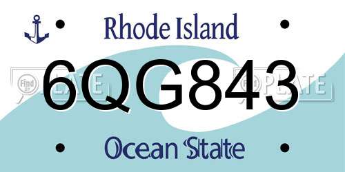 6QG843 Rhode Island License Plate