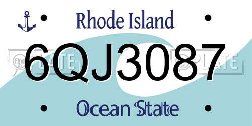 6QJ3087 Rhode Island License Plate