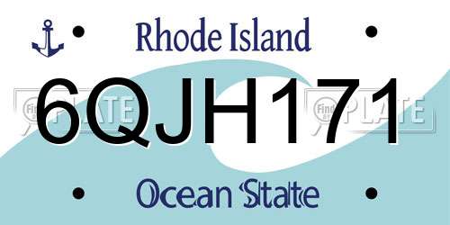 6QJH171 Rhode Island License Plate