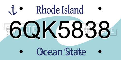 6QK5838 Rhode Island License Plate