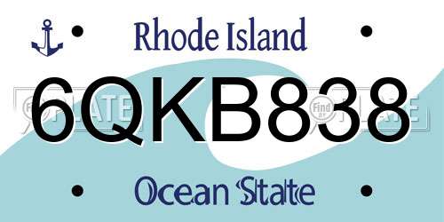 6QKB838 Rhode Island License Plate