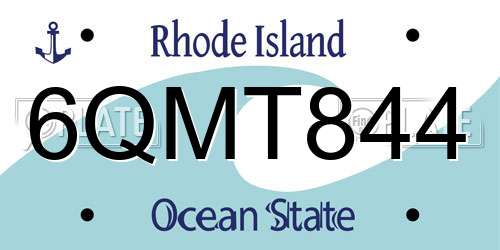 6QMT844 Rhode Island License Plate