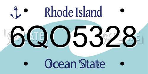 6QO5328 Rhode Island License Plate